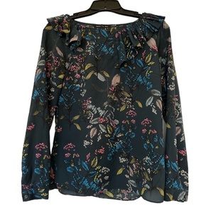 Bananan Republic Stunning Floral Blouse with Ruffle Detail